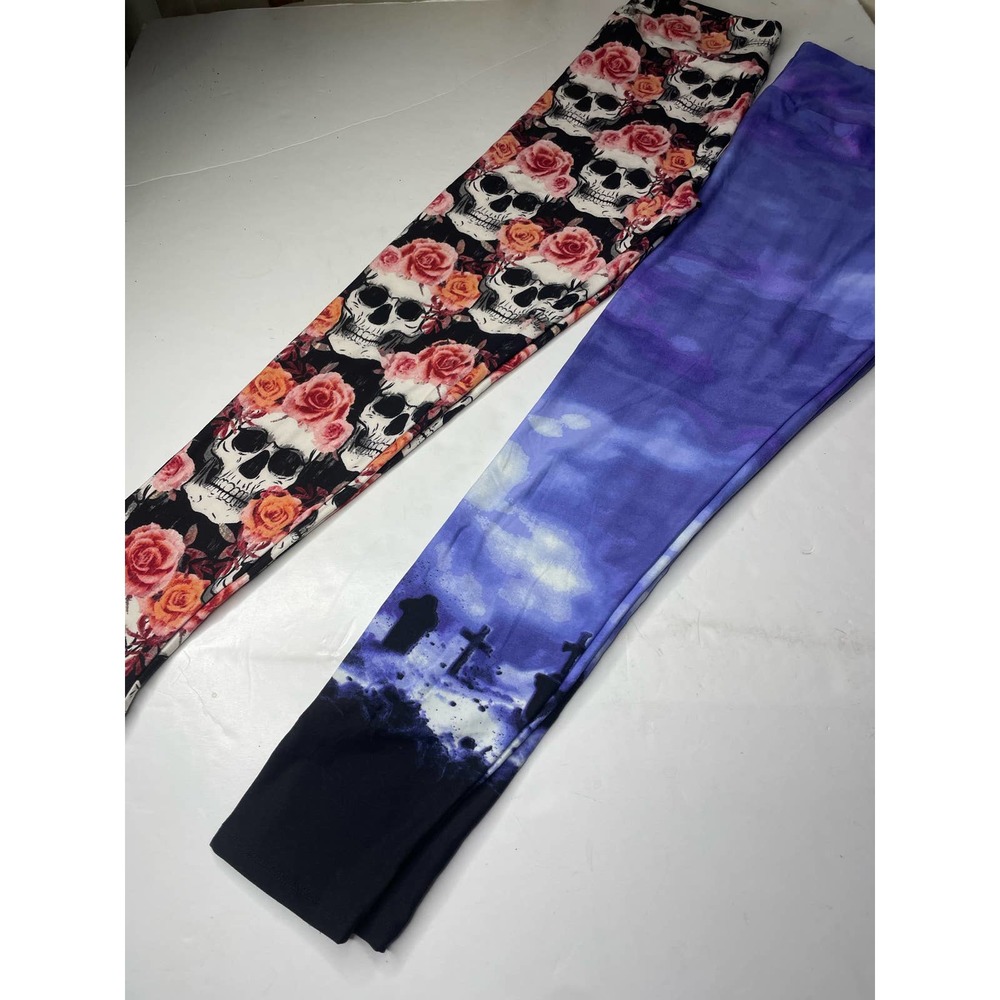 Lularoe New Graveyard Skull New Halloween Leggings one size os